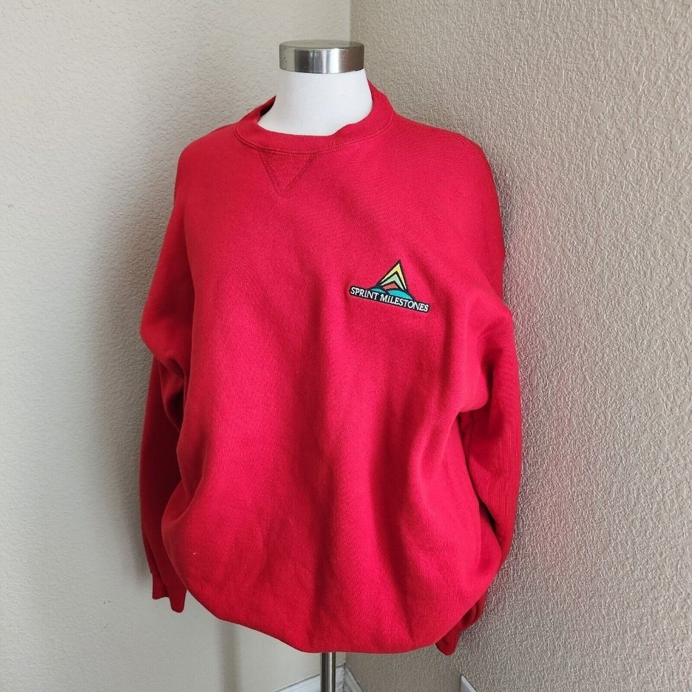 Vantage Ultimate Weight Red‎ Sprint Milestones Logo Sweatshirt Patch Size XL USA